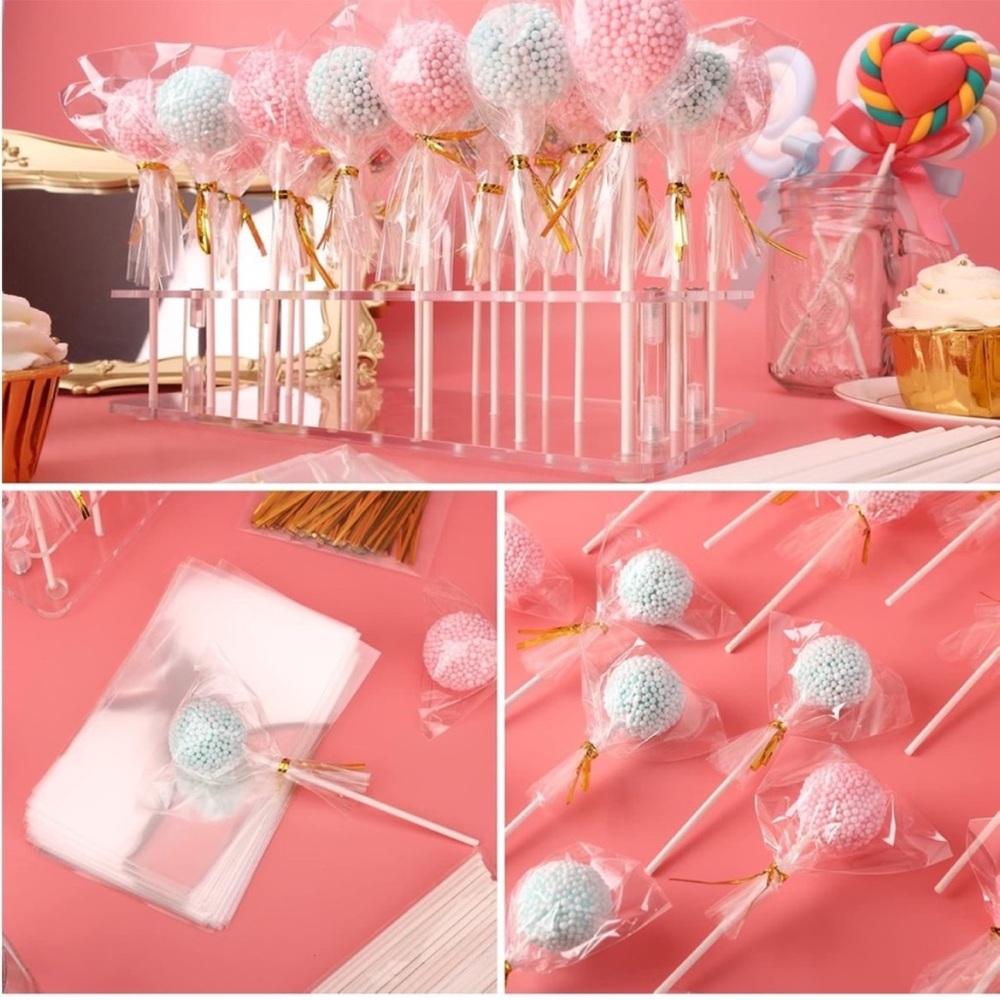 Cake Pop Stand 300pc Sticks and Wrappers, Cake Pop Making Accessories No Box